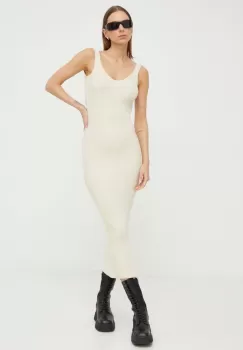 MMC STUDIO rochie culoarea bej, midi, mulata imagine