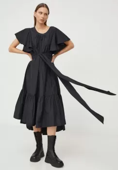 MMC STUDIO rochie culoarea negru, midi, evazati imagine