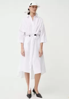 MMC STUDIO rochie din bumbac culoarea alb, midi, evazati, FELIA.DRESS imagine