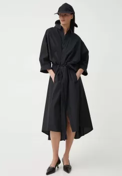 MMC STUDIO rochie din bumbac culoarea negru, midi, evazati, FELIA.DRESS imagine