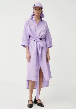 MMC STUDIO rochie din bumbac culoarea violet, midi, evazati, FELIA.DRESS imagine