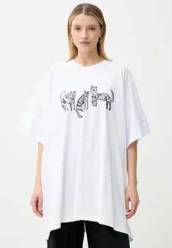 MMC STUDIO tricou din bumbac femei, culoarea alb, TIGER imagine