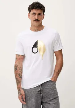 MOOSE KNUCKLES tricou din bumbac Augstine culoarea alb, cu imprimeu, M34MT705G imagine