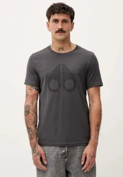 MOOSE KNUCKLES tricou din bumbac Chamblee culoarea gri, cu imprimeu, M35MT751 imagine