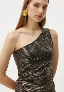 Morgan bluza BSHOK femei, culoarea auriu, cu imprimeu, BSHOK imagine