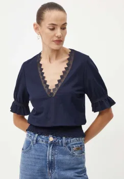 Morgan bluza DBLUE femei, culoarea albastru marin, neted, DBLUE imagine