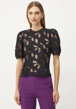 Morgan bluza DROUL femei, culoarea negru, in modele florale, DROUL imagine