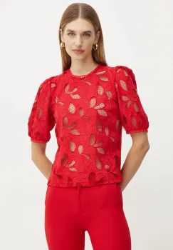 Morgan bluza DROUL femei, culoarea rosu, in modele florale, DROUL imagine