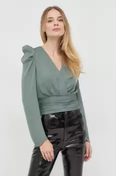 Morgan bluza femei, culoarea verde, neted imagine
