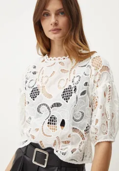 Morgan bluza OCHIMIN femei, culoarea alb, in modele florale, OCHIMIN imagine