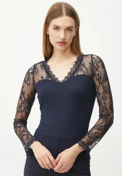 Morgan bluza TLAMI femei, culoarea albastru marin, neted, TLAMI imagine