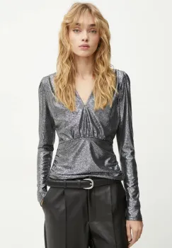 Morgan bluza TSILVER femei, culoarea argintiu, neted, TSILVER imagine