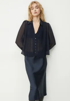 Morgan camasa CPLIA femei, culoarea albastru marin, cu guler clasic, regular, CPLIA imagine