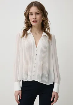 Morgan camasa CPLIA femei, culoarea bej, cu guler clasic, regular, CPLIA imagine