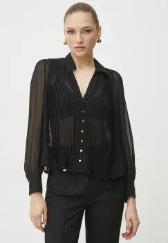 Morgan camasa CPLIA femei, culoarea negru, cu guler clasic, regular, CPLIA imagine