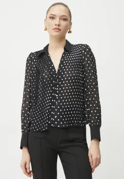 Morgan camasa CPOIS femei, culoarea negru, cu guler clasic, regular, CPOIS imagine