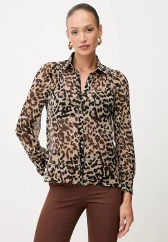 Morgan camasa culoarea maro, cu guler clasic, regular, CLION imagine