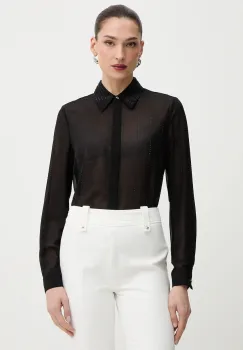 Morgan camasa culoarea negru, cu guler clasic, regular, CIMARO imagine