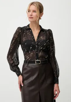 Morgan camasa culoarea negru, cu guler clasic, slim, COOD.F imagine