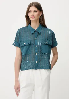 Morgan camasa culoarea verde, cu guler clasic, relaxed, CITILI imagine