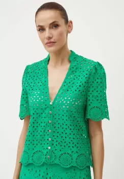 Morgan camasa din bumbac CFLAM femei, culoarea verde, regular, CFLAM imagine