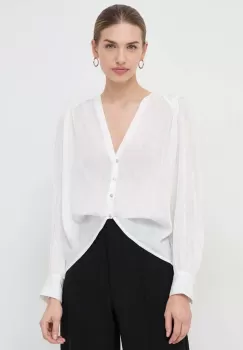 Morgan camasa femei, culoarea alb, cu guler clasic, relaxed imagine