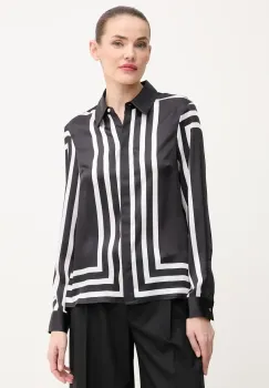 Morgan camasa femei, culoarea negru, cu guler clasic, regular, CLINE imagine