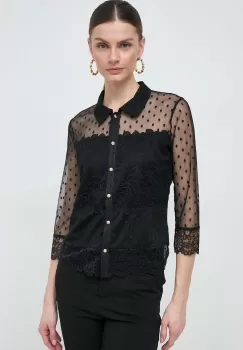 Morgan camasa femei, culoarea negru, cu guler clasic, regular imagine