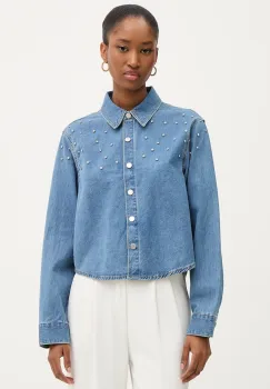 Morgan camasa jeans cu guler clasic, regular, CBLING imagine