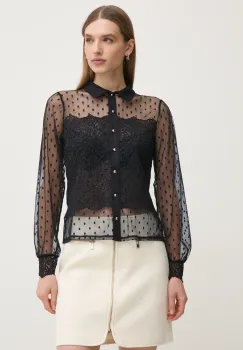 Morgan camasa TEDEN femei, culoarea negru, cu guler clasic, regular, TEDEN imagine