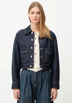 Morgan geaca jeans culoarea bleumarin, de tranzitie, oversize, GADZA imagine