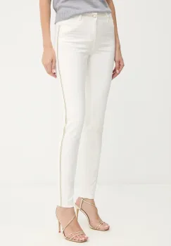 Morgan pantaloni culoarea alb, mulata, medium waist imagine