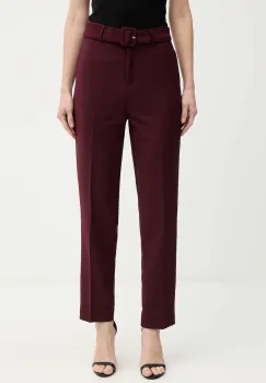 Morgan pantaloni culoarea bordo, fason tigareta, high waist, PLUNE.F imagine