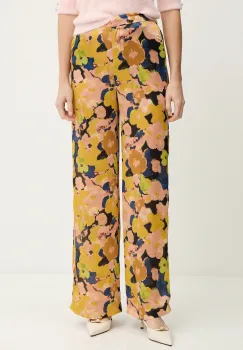 Morgan pantaloni culoarea galben, drept, high waist, PERY.F imagine
