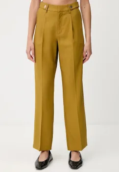 Morgan pantaloni culoarea galben, drept, high waist, PFIJA.F imagine