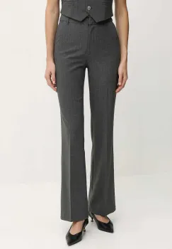 Morgan pantaloni culoarea gri, drept, high waist, PBOKA.F imagine