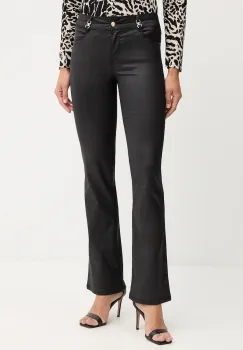Morgan pantaloni culoarea negru, evazati, medium waist, PCURE imagine
