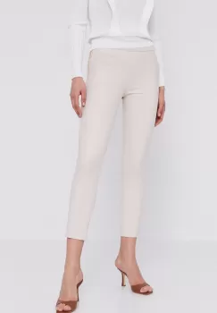 Morgan Pantaloni femei, culoarea crem, mulat, medium waist imagine