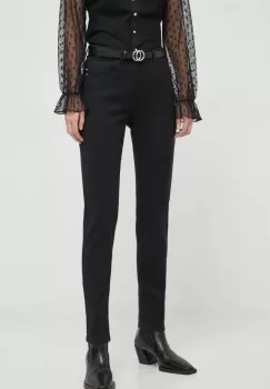 Morgan pantaloni femei, culoarea negru, drept, high waist imagine