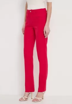 Morgan pantaloni femei, culoarea roz, mulata, high waist imagine