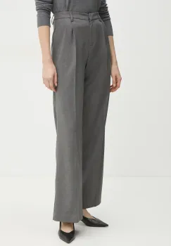 Morgan pantaloni PANIS.F femei, culoarea gri, lat, high waist, PANIS.F imagine