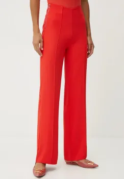 Morgan pantaloni PBARY femei, culoarea rosu, drept, high waist, PBARY imagine