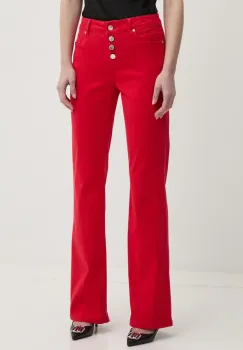 Morgan pantaloni PEMAK femei, culoarea rosu, evazati, high waist, PEMAK imagine