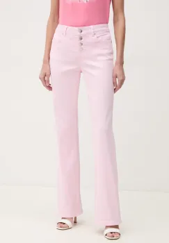 Morgan pantaloni PEMAK femei, culoarea roz, evazati, high waist, PEMAK imagine