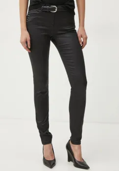 Morgan pantaloni PFRASHI femei, culoarea negru, mulata, high waist, PFRASHI imagine