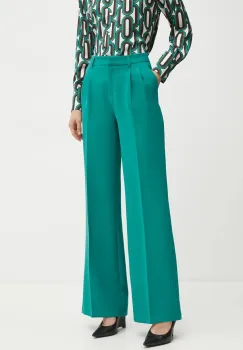 Morgan pantaloni PIANO.F femei, culoarea turcoaz, drept, high waist, PIANO.F imagine