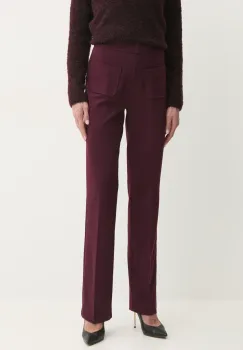 Morgan pantaloni POULO.F femei, culoarea bordo, drept, high waist, POULO.F imagine