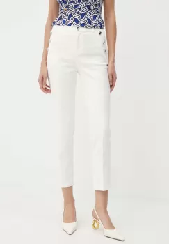 Morgan pantaloni PRATY femei, culoarea alb, mulata, high waist, PRATY imagine