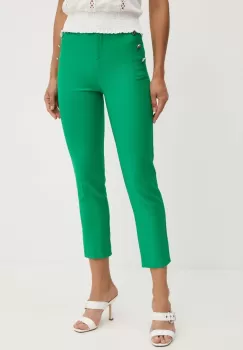 Morgan pantaloni PRATY femei, culoarea verde, fason tigareta, high waist, PRATY imagine