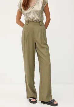 Morgan pantaloni PVADIA femei, culoarea verde, drept, high waist, PVADIA imagine